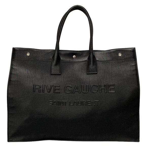 Auth SAINT LAURENT PARIS Rive Gauche 587273 Black Leather - Tote Bag - Picture 1 of 14